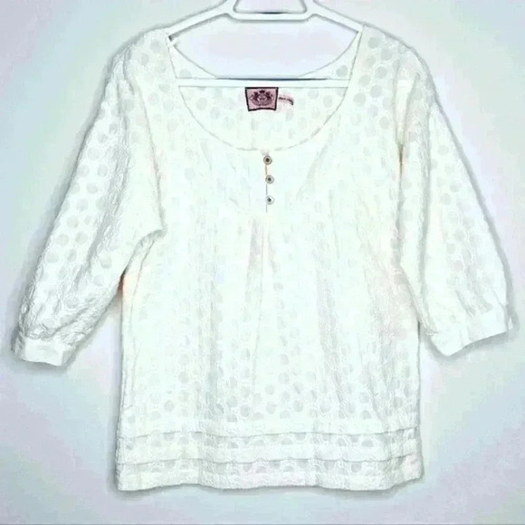 Juicy Couture Tops - Vintage Juicy Couture Heavily Embroidered Eyelet Cotton Blouse Item# AD